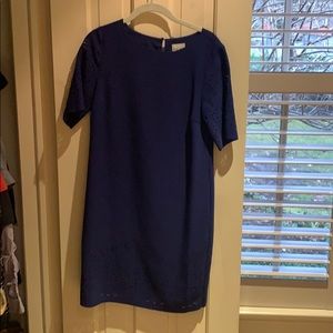 Reis’s blue shift dress